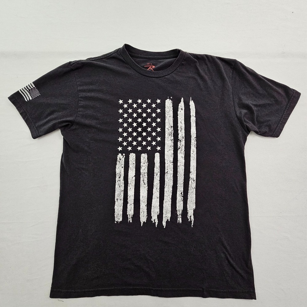 USA Flag Rothco Black Short Sleeve Cotton T-Shirt Men's XL